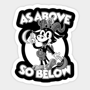 Pagan As Above So Below Funny Satanic Baphomet Retro Cartoon Sticker